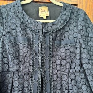 Nanette Lepore navy blue Lace Crochet Jacket